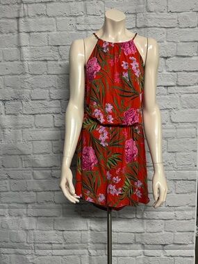 Old Navy Red Floral Halter Romper Shorts